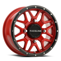 Thumbnail for Raceline A94R Krank 14x7in / 4x137 BP / 10mm Offset / 110.18mm Bore - Red & Black Lip Wheel