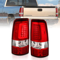 Thumbnail for ANZO 1999-2002 Chevy Silverado 1500 LED Taillights Plank Style Chrome With Red/Clear Lens