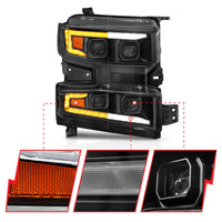 Thumbnail for ANZO 19-22 Chevrolet Silverado 1500 LED Proj HL w/Lgt Bar SwBk Seq. Blk w/In. Light - Passenger Side