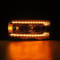 Thumbnail for AlphaRex 02-05 Dodge Ram 1500 LUXX LED Proj Headlights Plank Style Chrome w/Activ Light/Seq Signal