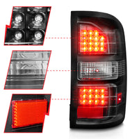 Thumbnail for ANZO 2014-2018 GMC Sierra LED Tail Lights Black Housing Clear Lens