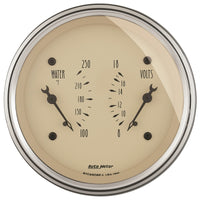 Thumbnail for AutoMeter Gauge Dual Wtmp & Volt 3-3/8in. 250 Deg. F & 18V Elec Antq Beige