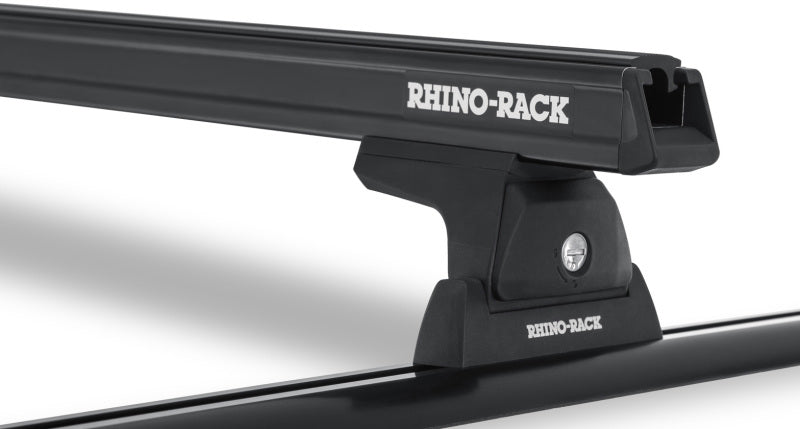Rhino-Rack 07-10 Jeep Wrangler 2 Door SUV Heavy Duty RLT600 Track Mount 2 Bar Roof Rack - Black
