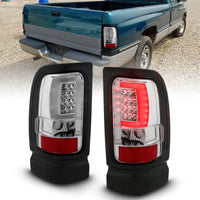 Thumbnail for ANZO 1994-2001 Dodge Ram 1500 LED Taillights Plank Style Chrome w/ Clear Lens
