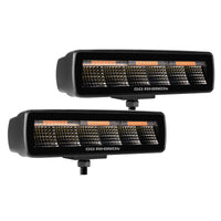 Thumbnail for Go Rhino Xplor Blackout Combo Series Sixline LED Flood Lights w/Amber (Surface Mount) - Blk (Pair)