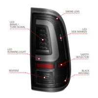 Thumbnail for ANZO 2008-2016 Ford  F-250  LED Tail w/ Lights Bar Black Housing Smoke Lens