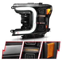 Thumbnail for Anzo 18-20 Ford F-150 Full Led Projector Light Bar Headlights Black Amber