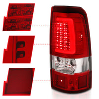 Thumbnail for ANZO 2003-2006 Chevy Silverado 1500 LED Taillights Plank Style Chrome With Red/Clear Lens