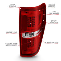 Thumbnail for ANZO 2009-2013 Ford F-150 LED Taillights Red/Clear