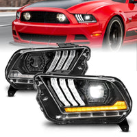 Thumbnail for ANZO 13-14 Ford Mustang (w/ Factory HID/Xenon HL only) Projector Headlights w/Light Bar Black