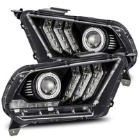 Thumbnail for AlphaRex 10-12 Ford Mustang PRO-Series Projector Headlights Plank Style Jet Black w/Top/Bottom DRL