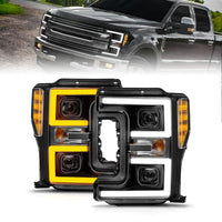 Thumbnail for ANZO 17-19 Ford F-250/350/450 SD (w/o Factory LED) LED Proj Headlights w/Light Bar Switchback Blk