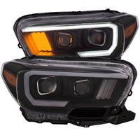 Thumbnail for ANZO 2016-2017 Toyota Tacoma Projector Headlights w/ Plank Style Black w/ Amber