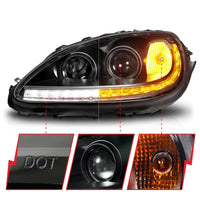 Thumbnail for ANZO 05-13 Chevrolet Corvette Projector Headlights w/switchback & Sequential LED - Black Amber