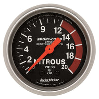 Thumbnail for Autometer Sport-Comp 52mm 0-2000 PSI Mechanical Nitrous Pressure Gauge