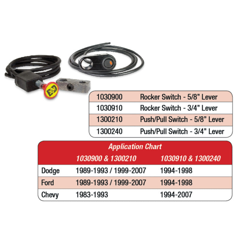 BD Diesel Rocker Switch Kit Exhaust Brake - 5/8in Manual Lever