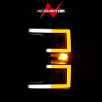 Thumbnail for ANZO 17-19 Ford F-250/350/450 SD (w/o Factory LED) LED Proj Headlights w/Light Bar Switchback Blk