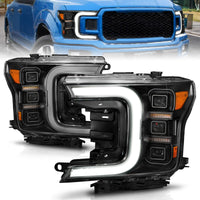 Thumbnail for Anzo 18-20 Ford F-150 Full Led Projector Light Bar Headlights Black Amber
