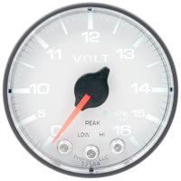 Thumbnail for Autometer Spek-Pro Gauge Voltmeter 2 1/16in 16V Stepper Motor W/Peak & Warn Wht/Blk