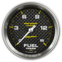 Thumbnail for Autometer Marine Carbon Fiber 2-1/16in 15 PSI Digital Stepper Motor Fuel Pressure Gauge