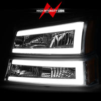 Thumbnail for ANZO 2003-2006 Chevrolet Silverado 1500 Crystal Headlights w/ Light Bar Chrome Housing