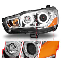 Thumbnail for ANZO 2008-2015 Mitsubishi Lancer Projector Headlights w/ Halo Chrome (CCFL)