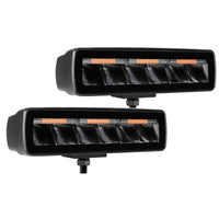 Thumbnail for Go Rhino Xplor Blackout Combo Series Sixline LED Spot Lights w/Amber (Surface Mount) - Blk (Pair)