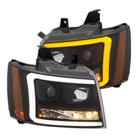 Thumbnail for ANZO 07-14 Chevy Tahoe Projector Headlights w/ Plank Style Design Black w/ Amber