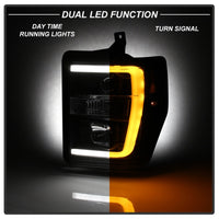 Thumbnail for Spyder 08-10 Ford F-250 SD Projector Headlights V2-Switch Back Light Bar-Black PRO-YD-FS08V2-SBLB-BK