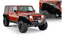 Thumbnail for Bushwacker 07-18 Jeep Wrangler Unlimited Flat Style Flares 4pc 4-Door Sport Utility Only - Black