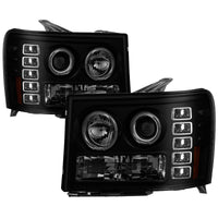 Thumbnail for Spyder GMC Sierra 1500/2500 07-13 Projector Headlights LED Halo- LED Blk Smke PRO-YD-GS07-HL-BSM