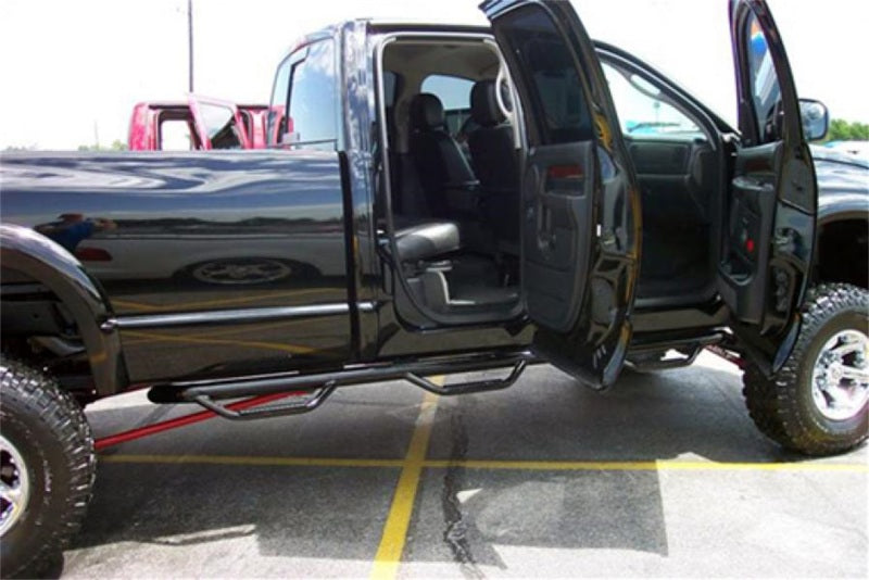 N-Fab Nerf Step 02-08 Dodge Ram 1500/2500/3500 Quad Cab 8ft Bed - Gloss Black - Bed Access - 3in