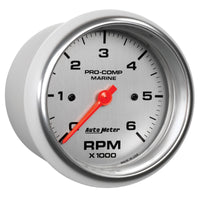 Thumbnail for Autometer Marine Silver Ultra-Lite Gauge 3-3/8in Tachometer 6K RPM