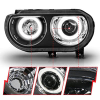 Thumbnail for ANZO 2008-2014 Dodge Challenger Projector Headlights w/ Halo Black (CCFL)