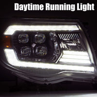 Thumbnail for AlphaRex 05-11 Toyota Tacoma NOVA LED Projector Headlights Plank Style Alpha Black w/Activ Light/DRL