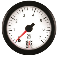 Thumbnail for Autometer Stack 52mm 0-7 Bar M10 Male Pro Stepper Motor Oil Pressure Gauge - White