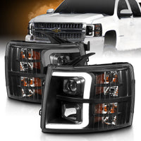 Thumbnail for ANZO 07-13 Chevrolet Silverado 3500 Projector Headlights - Black Amber