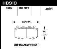 Thumbnail for Hawk 18-19 Jeep Grand Cherokee Performance Ceramic Street Front Brake Pads
