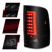 Thumbnail for ANZO 2007-2013 GMC Sierra LED Tail Lights w/ Light Bar Black Housing Smoke Lens