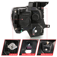 Thumbnail for ANZO 2009-2014 Ford F-150 Projector Headlight Plank Style Chrome Amber