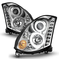 Thumbnail for ANZO 2003-2007 Infiniti G35 Projector Headlights w/ Halo Chrome (CCFL) (HID Compatible)