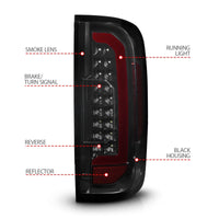 Thumbnail for ANZO 15-21 Chevrolet Colorado Full LED Tail Lights w/ Red Lightbar Black Housing Smoke Lens