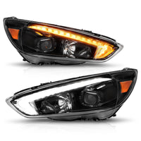 Thumbnail for ANZO 15-18 Ford Focus Projector Headlights - w/ Light Bar Switchback Black Housing