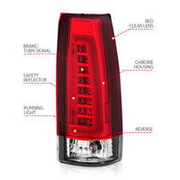 Thumbnail for ANZO 1999-2000 Cadillac Escalade LED Taillights Chrome Housing Red/Clear Lens Pair
