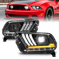 Thumbnail for ANZO 13-14 Ford Mustang (w/ Factory HID/Xenon HL only) Projector Headlights w/Light Bar Black