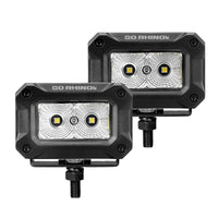 Thumbnail for Go Rhino Xplor Bright Series Rectangle LED Flood Light Kit (Surface/Thread Std Mnt) 3x2 - Blk (Pair)