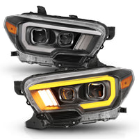 Thumbnail for ANZO 2016-2017 Toyota Tacoma Projector Headlights w/ Plank Style Switchback Black w/ Amber w/ DRL