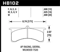 Thumbnail for Hawk DTC-80 AP Racing 6/Sierra/JFZ/Wilwood 20mm Race Brake Pads