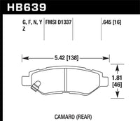 Thumbnail for Hawk 10-15 Chevrolet Camaro 3.6L / 08-14 Cadillac CTS (w/JE5/J55 Brakes) DTC-60 Race Rear Brake Pads