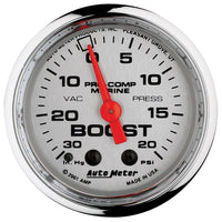 Thumbnail for Autometer Marine Chrome Ultra-Lite 2-1/16in 0-30 HG / 0-20 PSI Vacuum / Boost Gauge